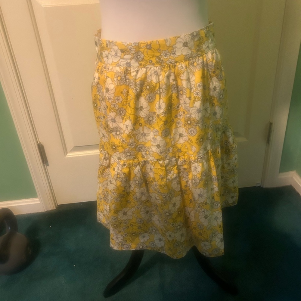 ModCloth Days in Doll Valley Tiered Floral Yellow Skirt